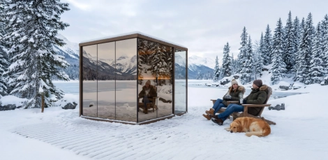 Tükörüveges kültéri szauna